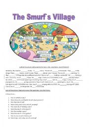 English Worksheet: The Smurf`s Village