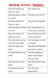 English Worksheet: numbers