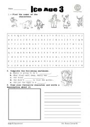 English Worksheet: Movie Ice Age 