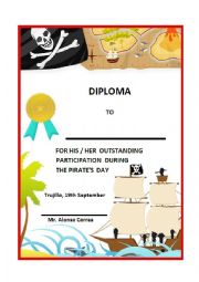 English Worksheet: Pirate Pirates day diploma