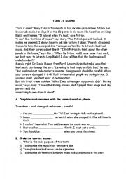 English Worksheet: Reading Comprehension