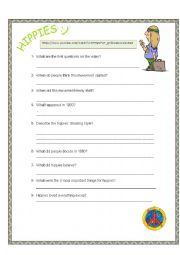 English Worksheet: Video Activity - Hippies....!