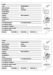 English Worksheet: personal information