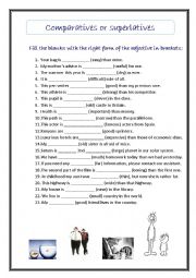 English Worksheet: comparatives vs superlatives