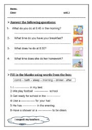 English Worksheet: From Morning To Night