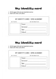 English Worksheet: identity card