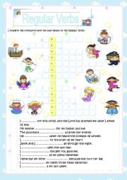 English Worksheet: Regular Verbs - Crossword Puzzle