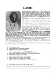 English Worksheet: Gandhi