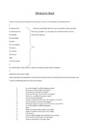 English Worksheet: welcome back