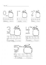 English Worksheet: Counting Jars 1-5