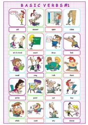 English Worksheet: Basic Verbs #1