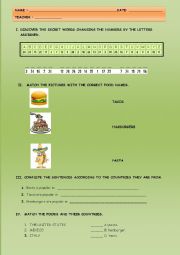 English Worksheet: POPULAR FOOD AROUND THE WORLD 