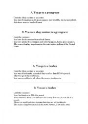 English Worksheet: Shopping Role-Play