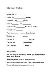 English Worksheet: The solar system