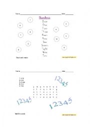 English Worksheet: the numbers