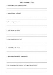 English Worksheet: the summer holiday