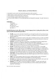 English Worksheet: Awkward Situation Conversation lesson