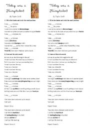 English Worksheet: Past of Be - Song: Today was a Fairytale (Taylor Swift)