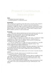 English Worksheet: Present continuous lesson plan
