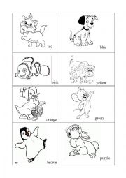 English Worksheet: animals and colours
