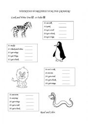 English Worksheet: Animals / Can_Cant 