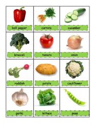 English Worksheet: vegetables pictionary