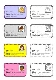 English Worksheet: Personal Information - speaking cards - part 2