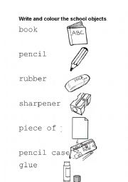 English Worksheet: School Objects