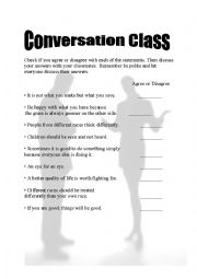 English Worksheet: Conversation Class -Agree or disagree