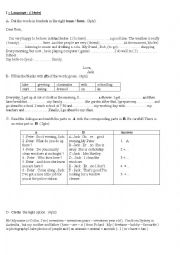 English Worksheet: 7th grade test , Family 