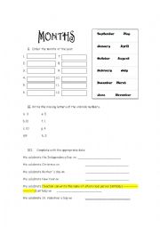 English Worksheet: Months and dates.