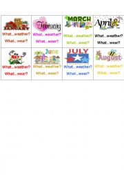 English Worksheet: Weather and clothes speaking cards PART 1