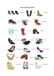 English Worksheet: Types of shoes Pictionary