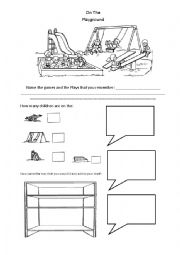 English Worksheet: On the playground and toys