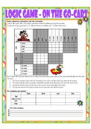 English Worksheet: Logic Game No. 6 - On the Go-Cart