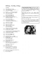 English Worksheet: dont worry, be happy - Bob Marley