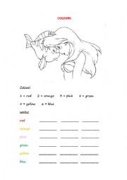 English Worksheet: My first colours