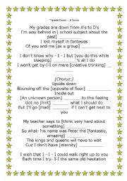 English Worksheet: Upside Down. A-Teen song with clue gap fill