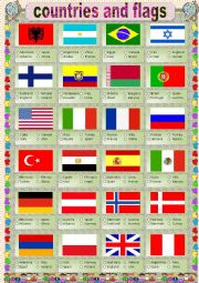English Worksheet: Countries and Flags