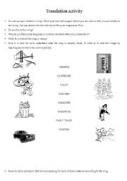 English Worksheet: Payphone - Translation activity