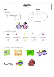 English Worksheet: Test - 3rd grade 