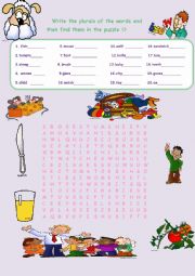 English Worksheet: SINGULAR-PLURAL