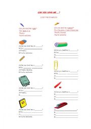 English Worksheet: Can you lend me ...?