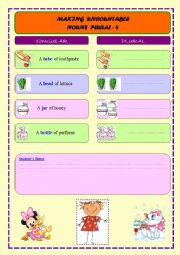 English Worksheet: MAKING UNCOUNTABLE NOUNS PLURAL - 4