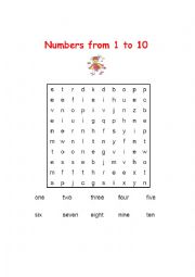 English Worksheet: numbers from 1 to 12