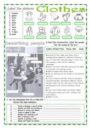 English Worksheet: Clothes with KEY