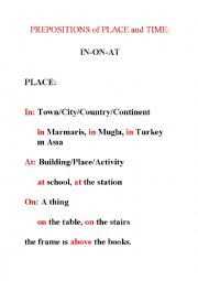 English Worksheet: Prepositions of Place and Time