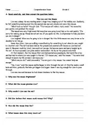 English Worksheet: The Lion and The Mouse