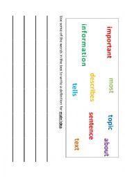 English Worksheet: Main Idea Word Splash