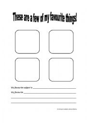 English Worksheet: These Are a Few of My Favourite/Favorite Things